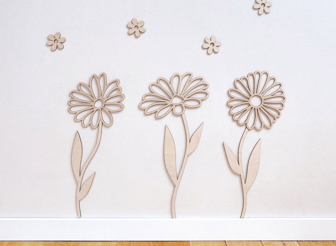 Art And Craft For Nursery - Wooden Flowers Wall Decor, Wildflowers, Nursery