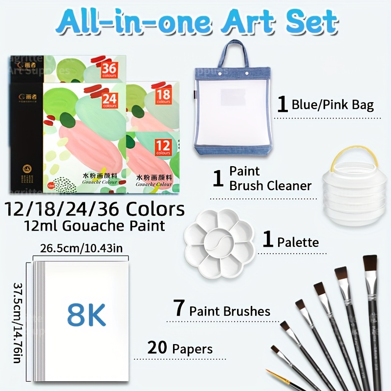 Back to School 42/48/54/66 pcs - Gouache Paint Set 评论和价格
