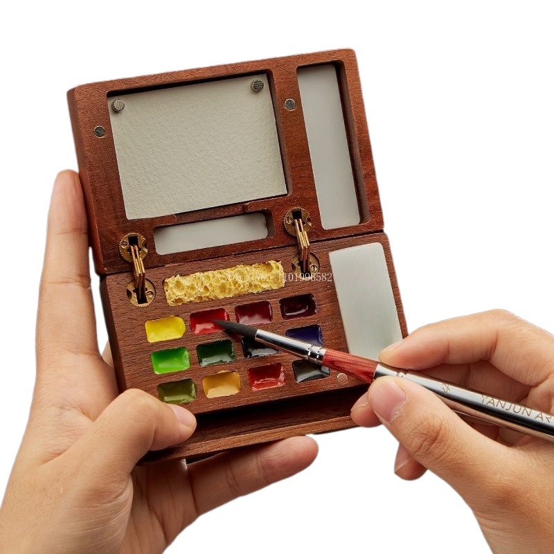Travel Painting Box Solid Wood - Gouache Paint Set 评论和价格
