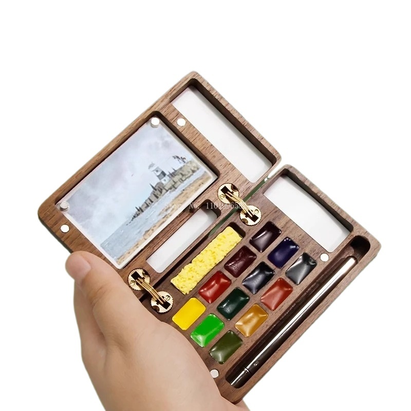 Travel Painting Box Solid Wood - Gouache Paint Set 评论和价格