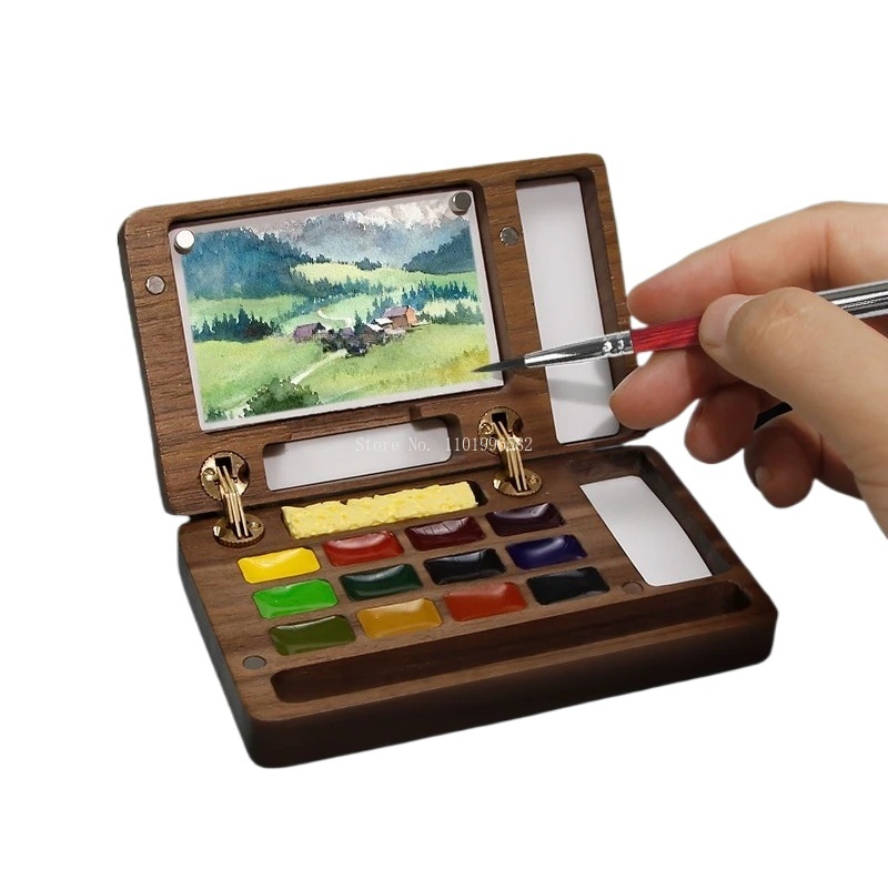 Travel Painting Box Solid Wood - Gouache Paint Set 评论和价格
