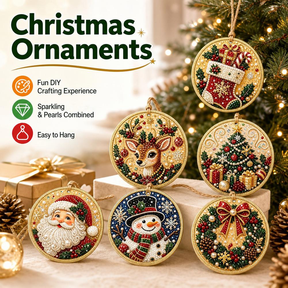 6Pcs Christmas Ornaments Diamo - Art Craft Kit 评论和价格