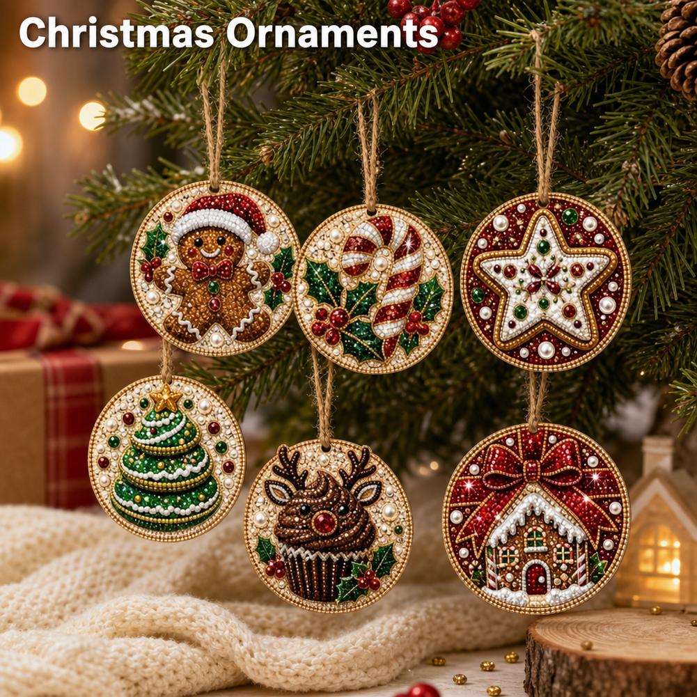 6Pcs Christmas Ornaments Diamo - Art Craft Kit 评论和价格