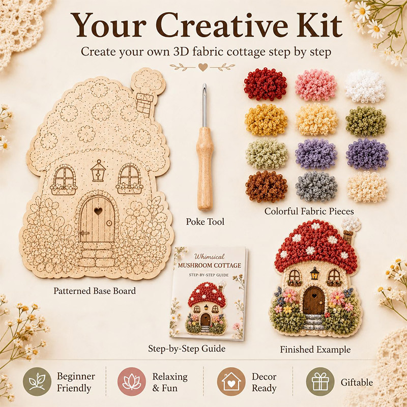 3D Mushroom House Poke Art DIY - Art Craft Kit 评论和价格