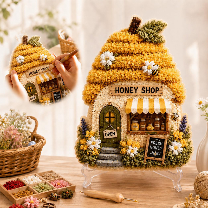 3D Mushroom House Poke Art DIY - Art Craft Kit 评论和价格
