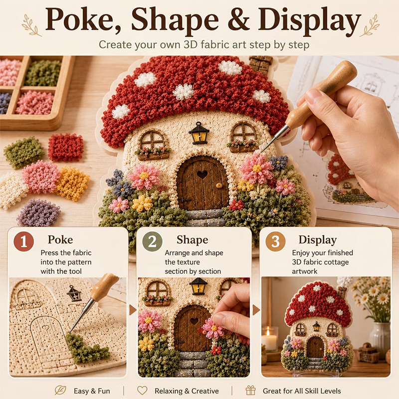 3D Mushroom House Poke Art DIY - Art Craft Kit 评论和价格